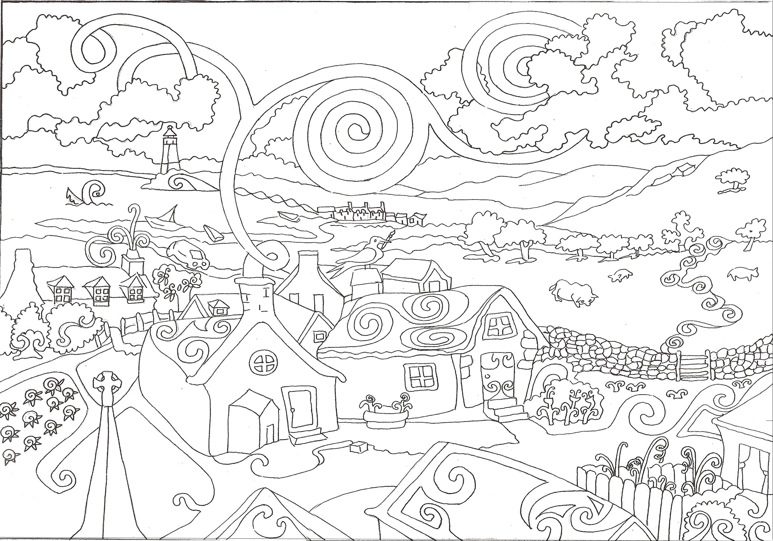 Hard adult coloring page