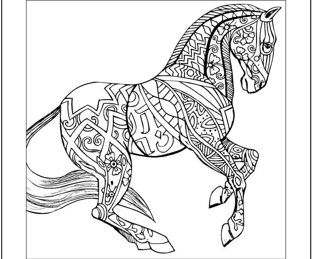 hard horse coloring pages for kids