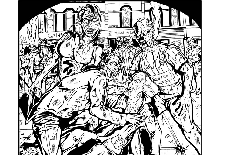 hard zombie coloring pages for adults