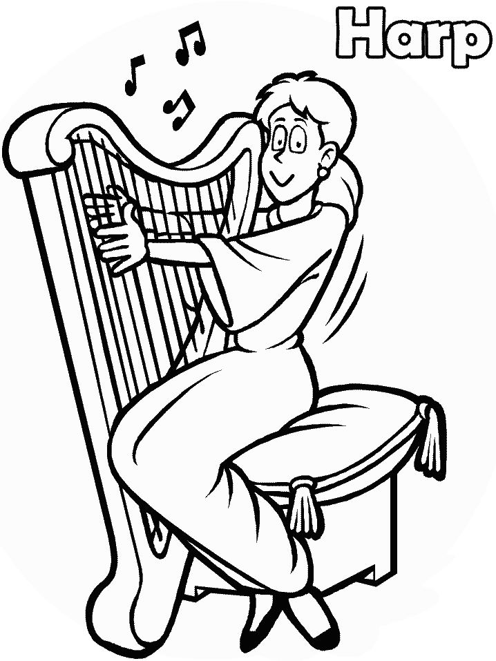 Harp Music Coloring Pages