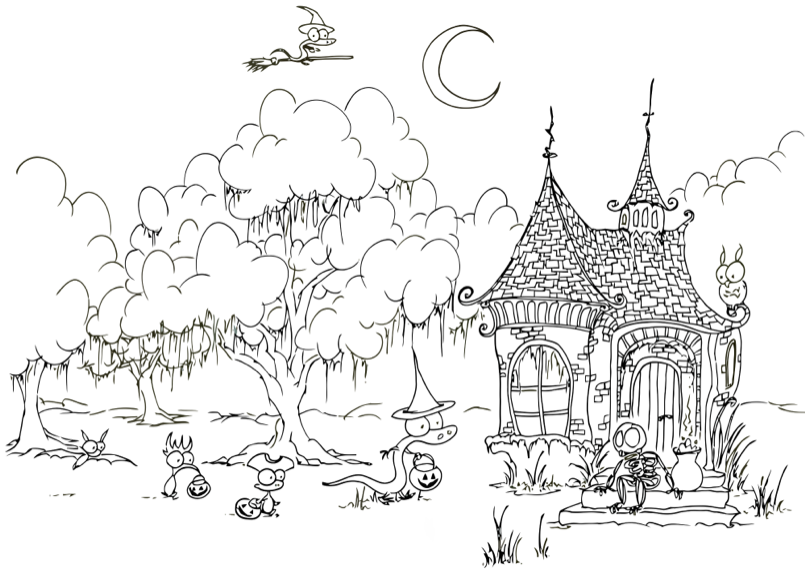 Haunted House & coloring book. Find your favorite.