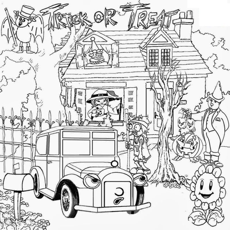 haunted house zombie coloring pages
