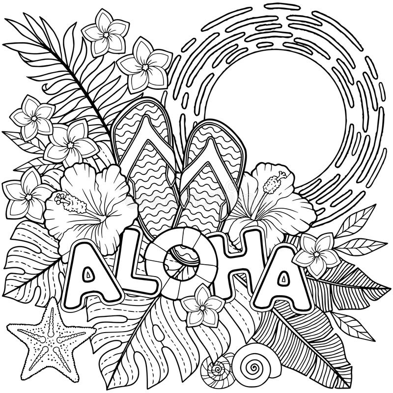 hawaiian tropical flower coloring pages