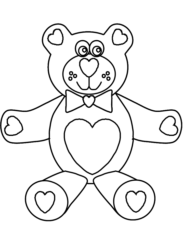 Heartbear Valentines Coloring Pages