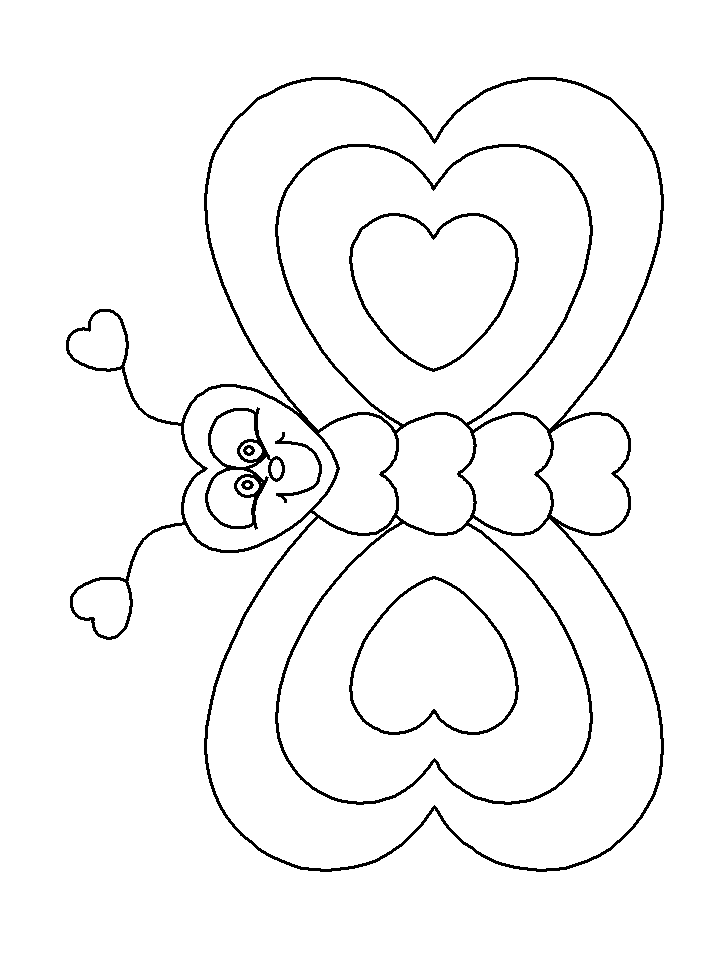 Heart butterfly Valentines Coloring Pages & coloring book. 6000