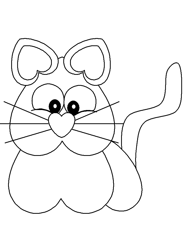 Heartcat Valentines Coloring Pages