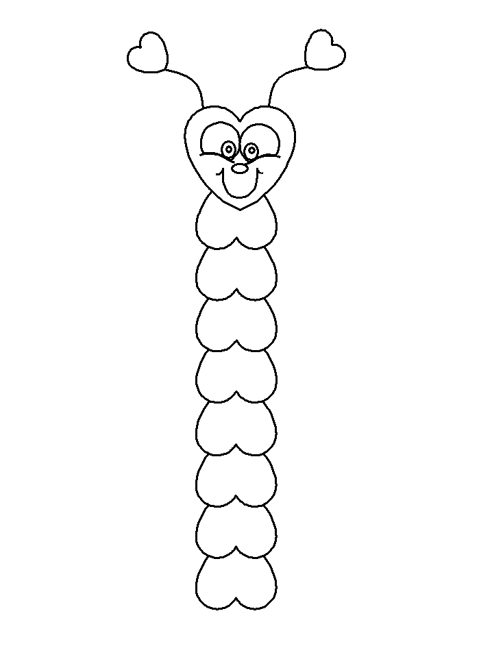 Heartcaterpillar Valentines Coloring Pages
