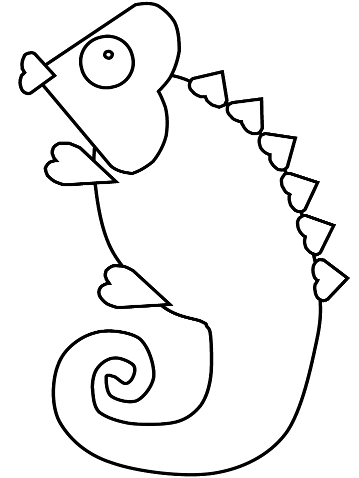 Heart chameleon Valentine coloring page