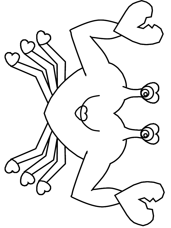 Heart crab Valentine coloring page