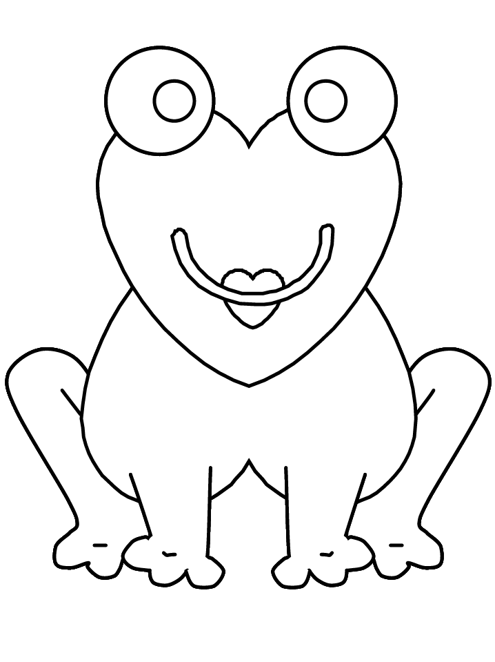 Heart frog Valentines Coloring Page