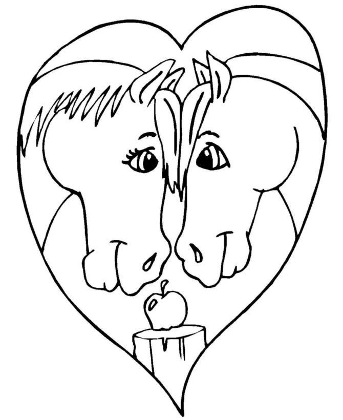 heart,horse, and minion valitine coloring pages
