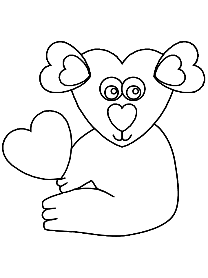 Heartkoala Valentines Coloring Pages