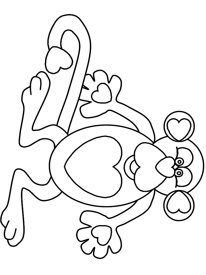 Heartmonkey Valentines Coloring Pages