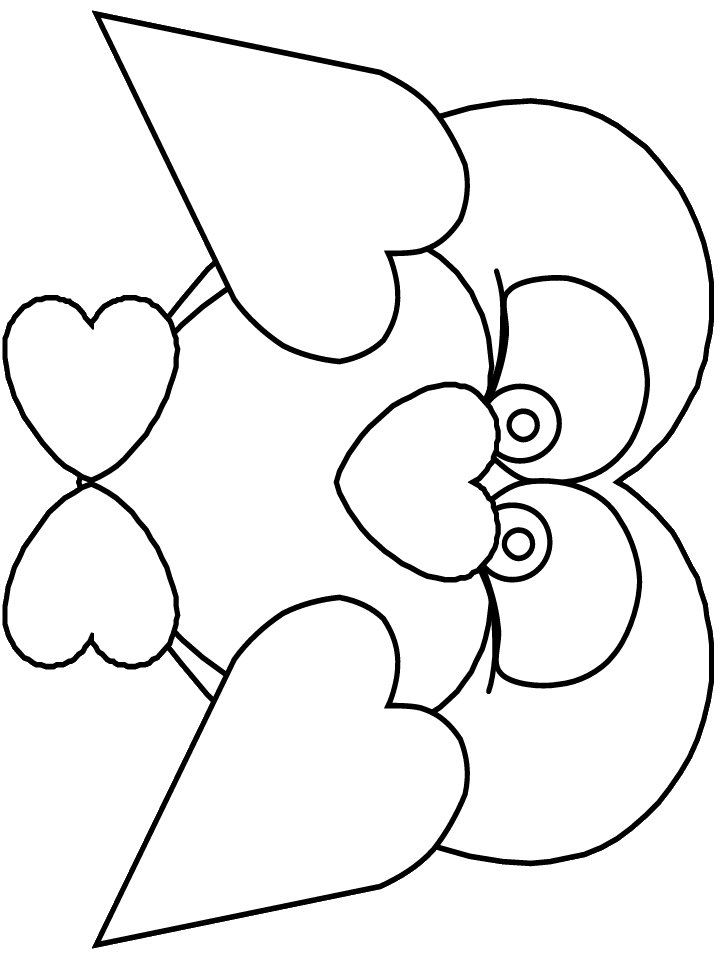 Heart penguin Valentines Coloring Page