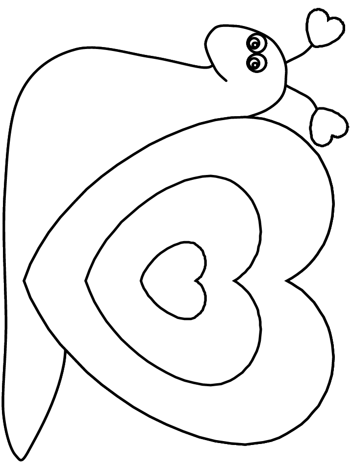 Heart snail Valentines Coloring Page