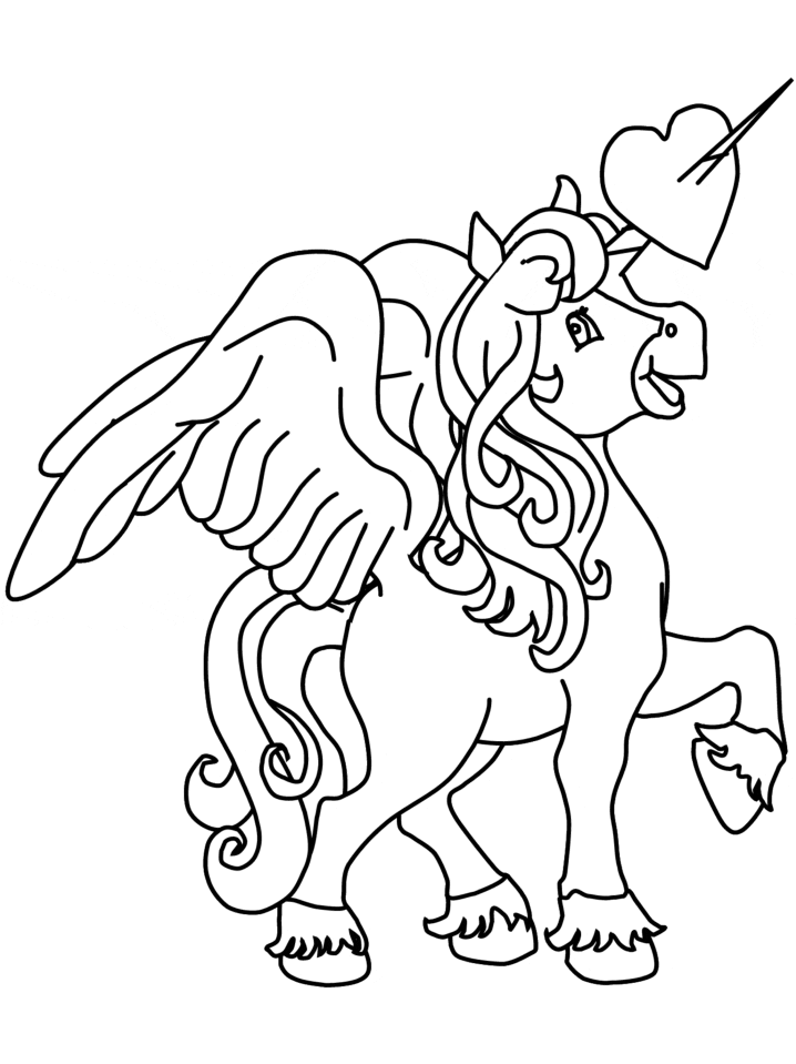 Heartunicorn Valentines Coloring Pages