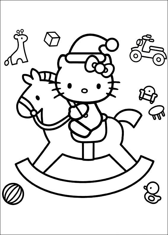 hello kitty riding horse coloring pages