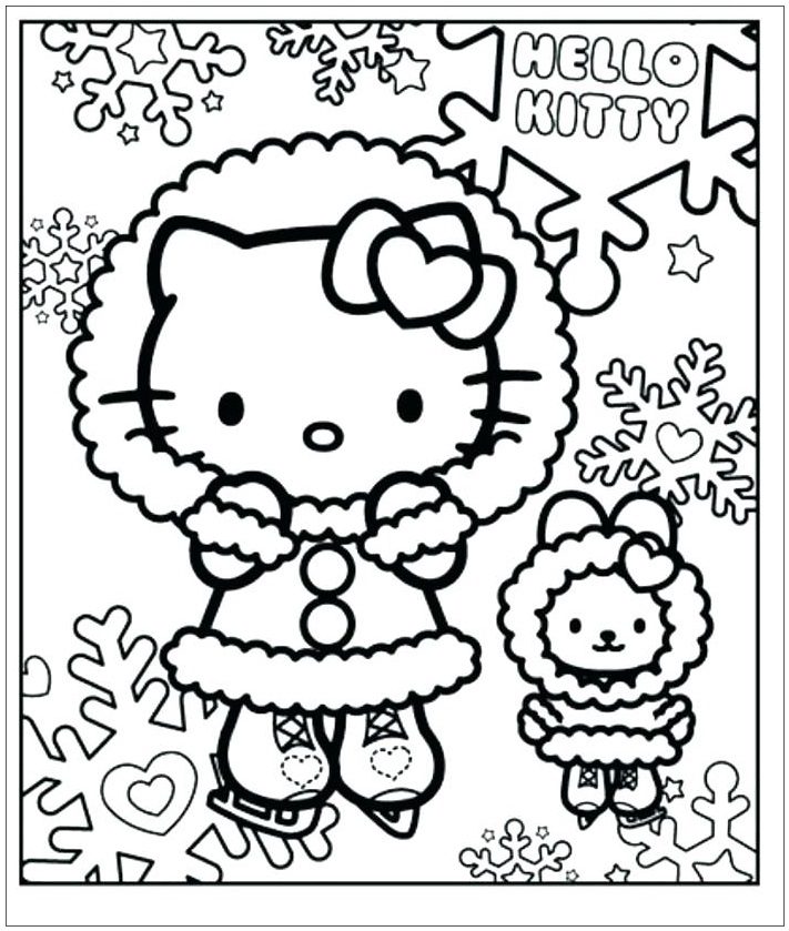 hello kitty winter coloring pages