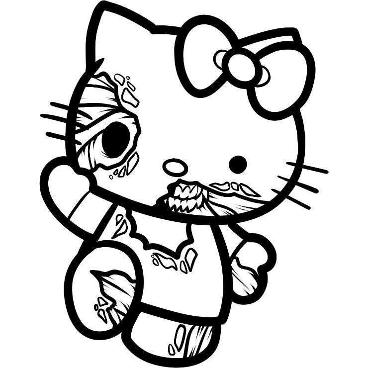 hello kitty zombie coloring pages