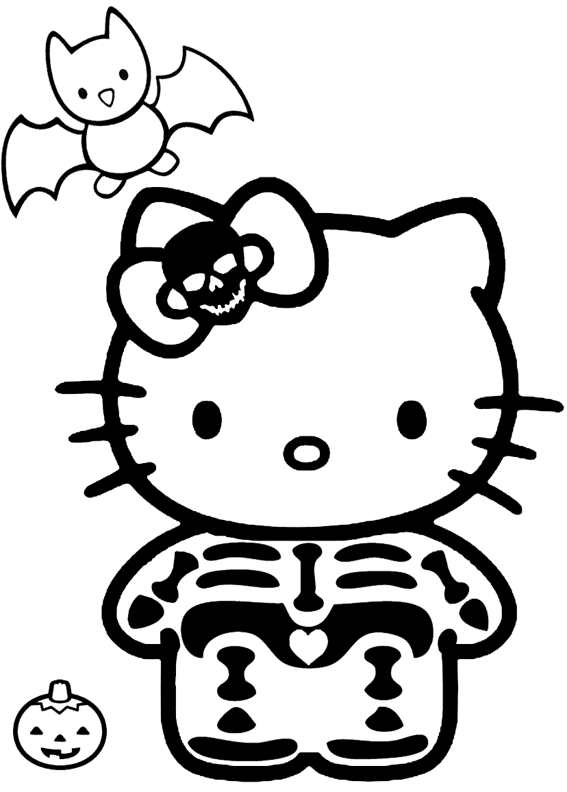 hello kitty zombie halloween coloring pages