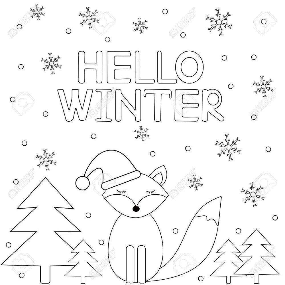 hello winter coloring pages