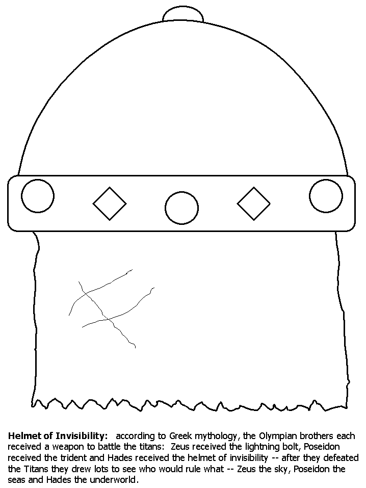 Helmet Of Invisibility Greek Coloring Pages