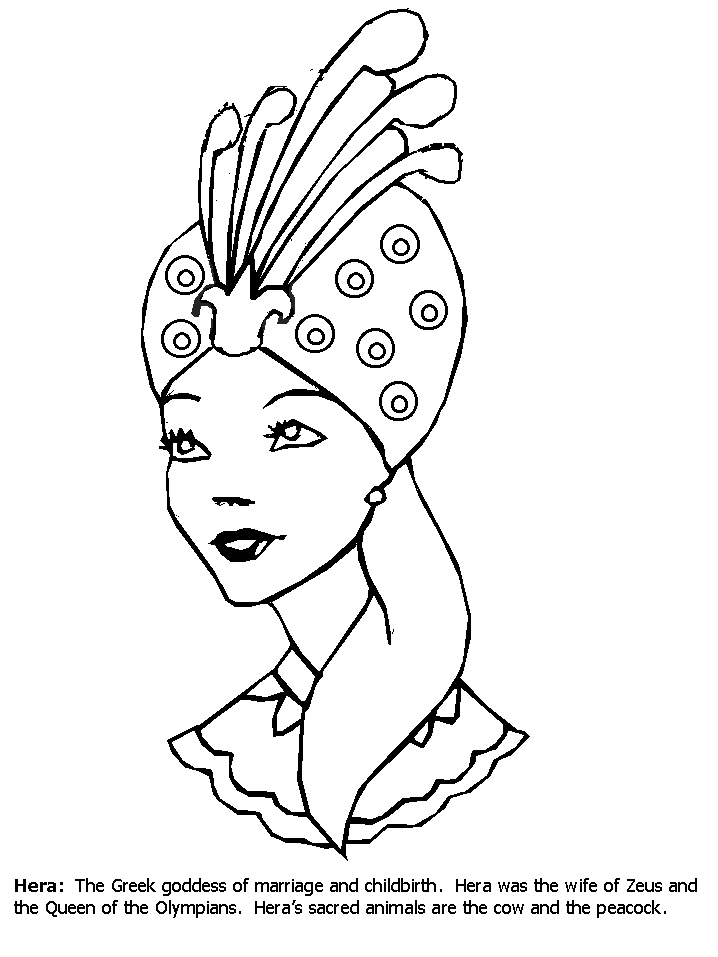 hera greek coloring page