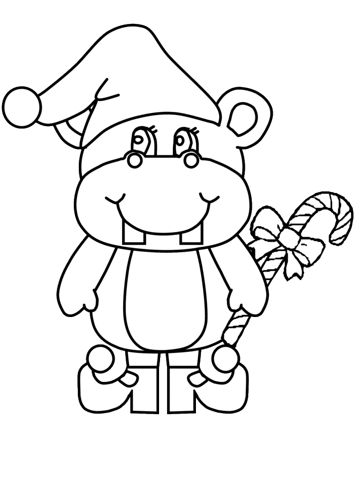 Hippo Christmas Coloring Pages