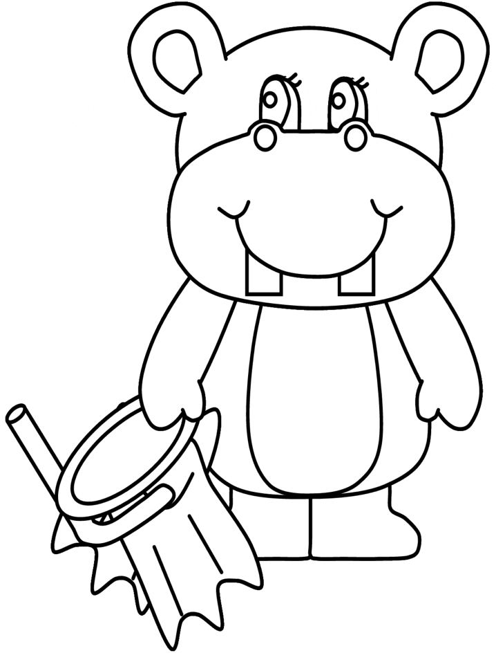 Free Hippo Coloring Pages