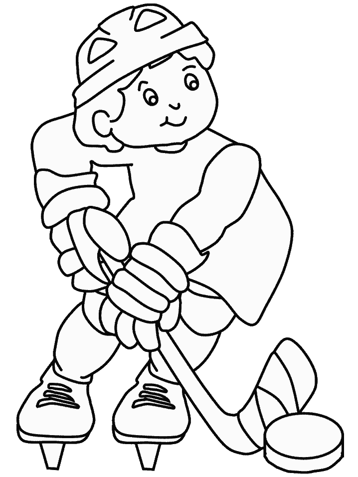 Hockey Sports Kid Coloring Pages