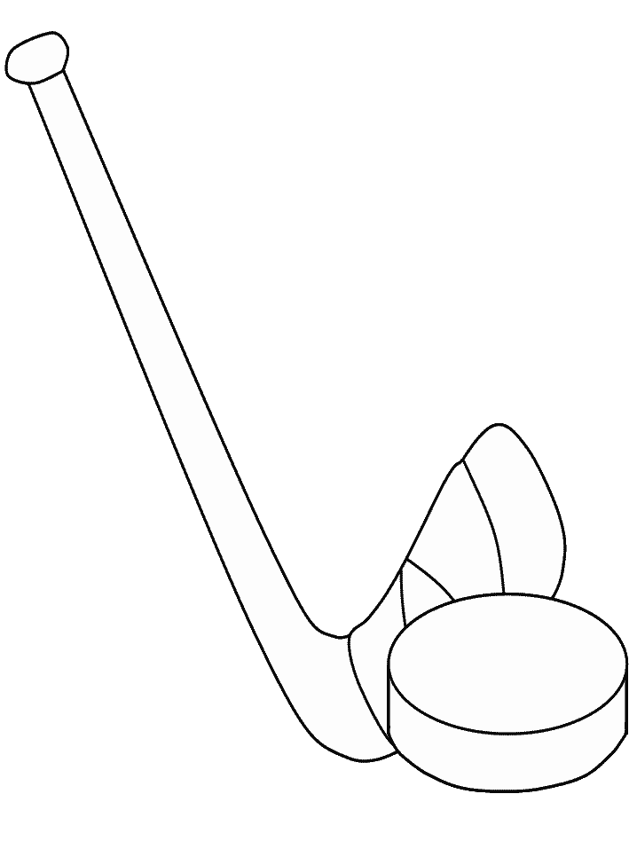 Hockey Sports Stick And Puck Coloring Pages