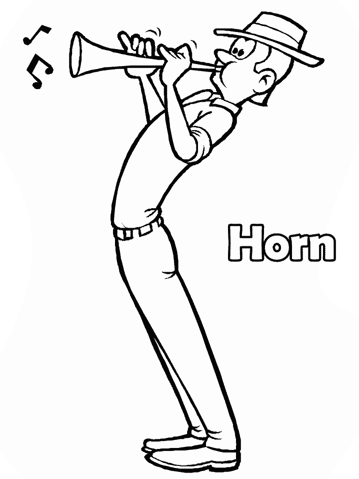 Horn Music Coloring Pages