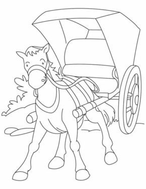 Horse and Buggy Coloring Pages &amp; book for kids.