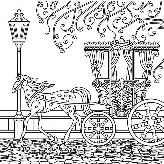 Horse and Carriage Coloring Pages