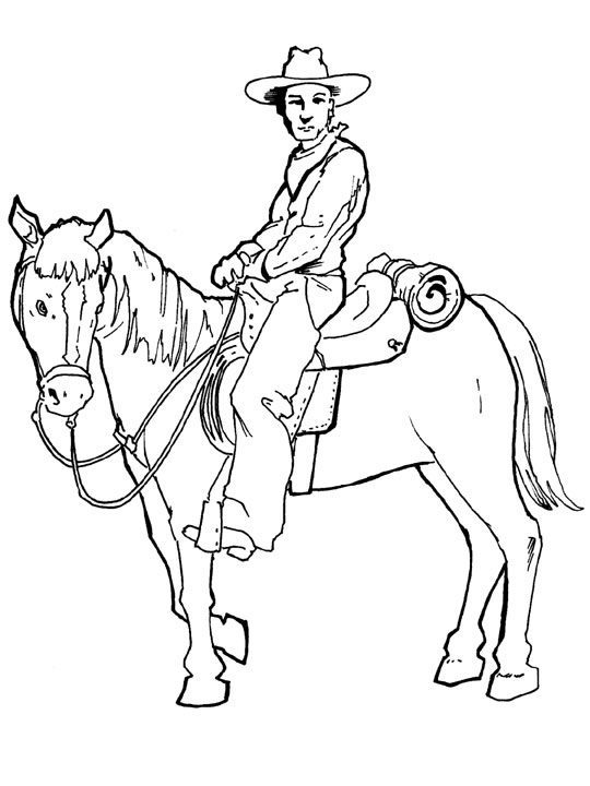 horse and cow-boy rider coloring pages to print for free