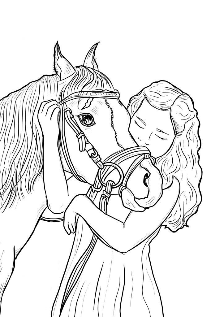 horse and girl coloring pages