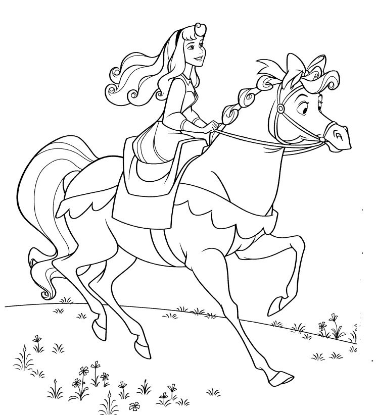 horse and princess coloring pages
