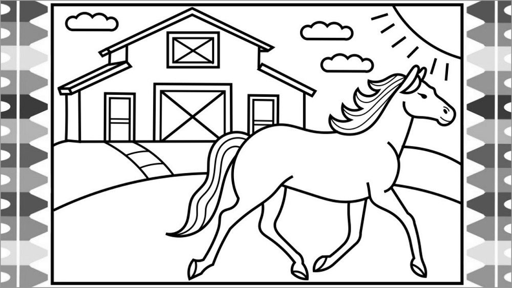 horse barn horse stable coloring pages