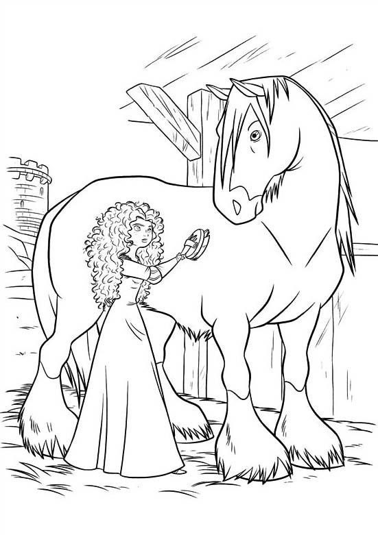 horse bathed by princess coloring pages