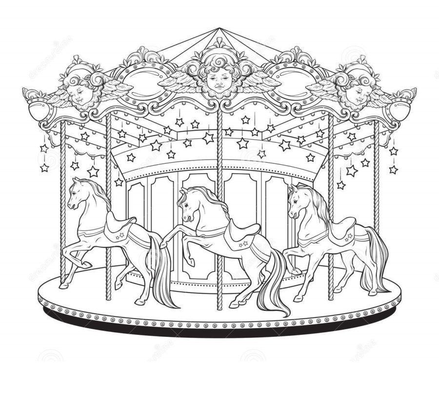 horse carosel adult coloring pages