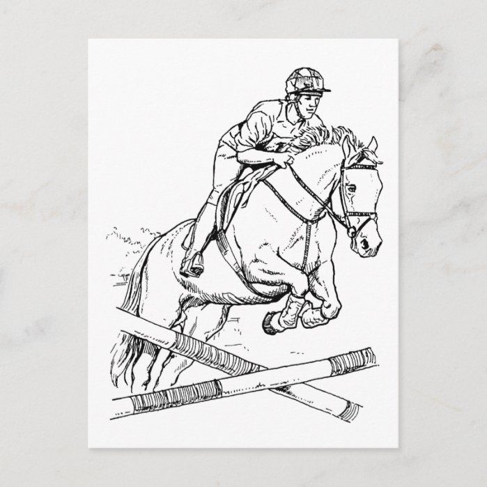 horse coloring pages of jumps easy
