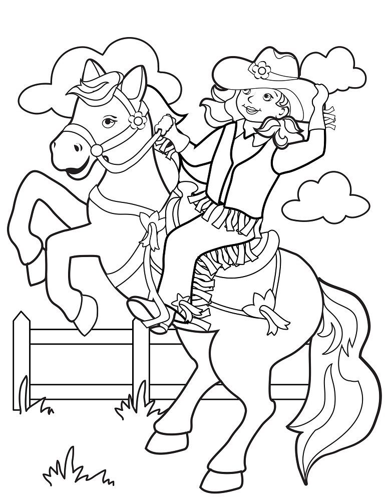 horse cow girl coloring pages for adults