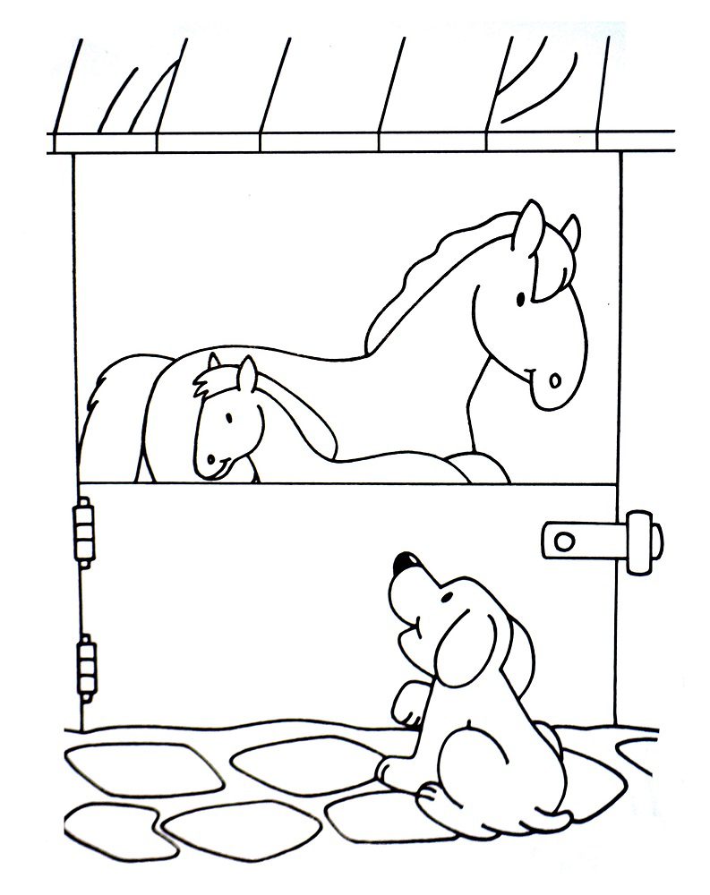 horse dog farmer coloring pages