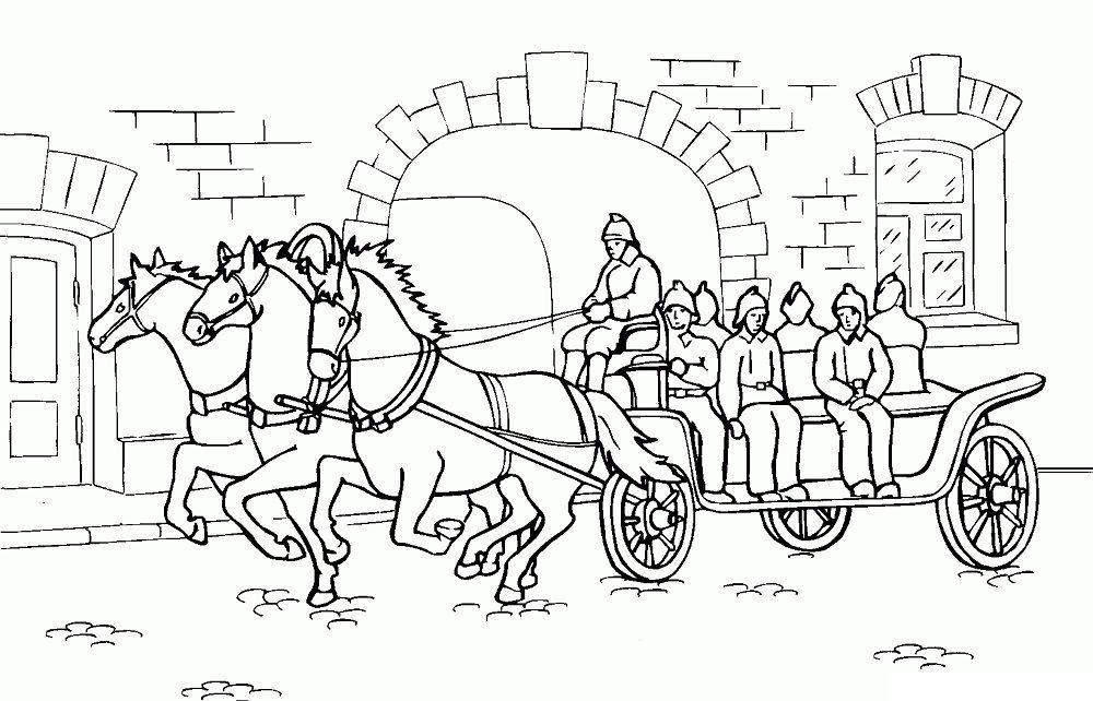 horse drawn fire engine coloring pages