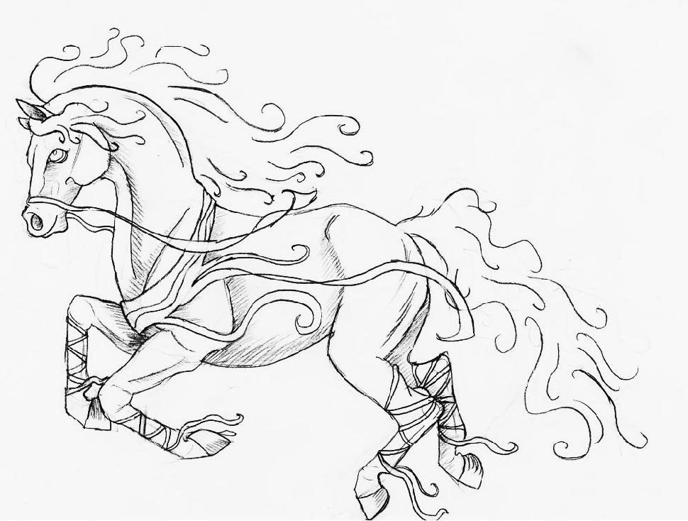 horse fire hair coloring pages