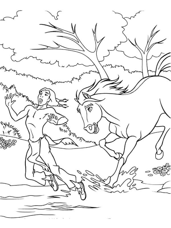 horse in creak coloring pages