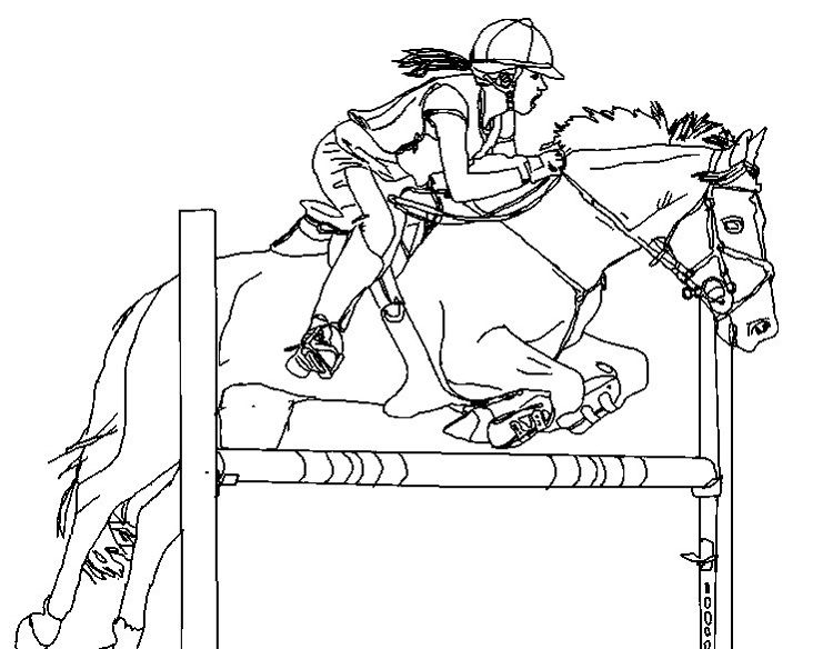 horse jumping coloring pages to print