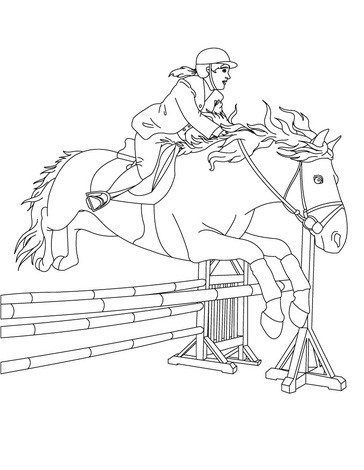 horse jumping with a girl coloring pages