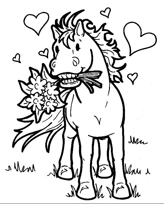 Horse Valentine Coloring Pages