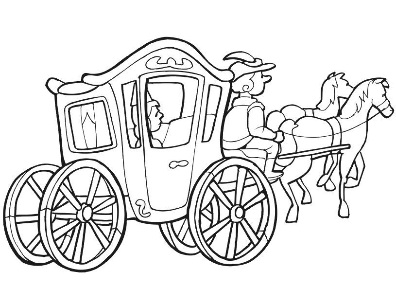 horse with carrage coloring pages